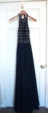 Alyce Paris Beaded Gown Size 4 Navy Blue 72inches Long