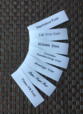 Personalisierte Nylon Taft Namensetiketten - 9 cm x 2 cm - Schrift H-T - waschbar 