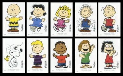 EVA SCHULZE KNABE（エヴァ　シュルツ　クナーベ） US #5726l to 5726u Charles Schulz Peanuts Imperf Set of 10 NDC no
