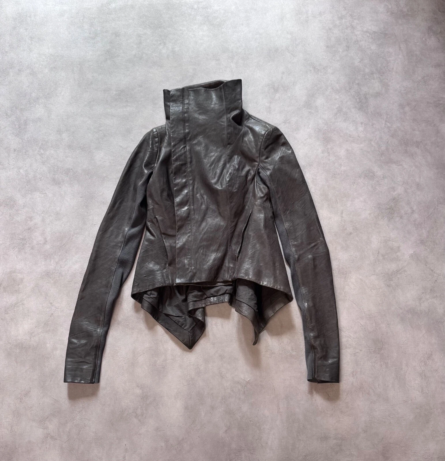 Giacca Motociclista Rick Owens Donna Pelle Metallo Pistola Taglia:40 IT