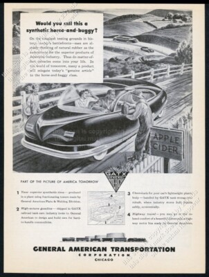 1944 modern streamlined future car art GATX vintage print ad