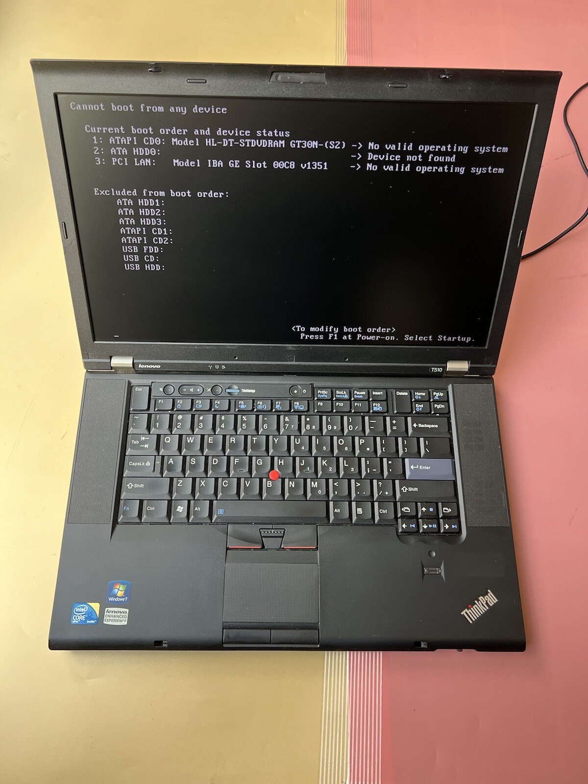 Lenovo ThinkPad T510 vPro Intel Core i5 M520 4GB RAM 0GB HDD PARTS OR REPAIR - Picture 2 of 8