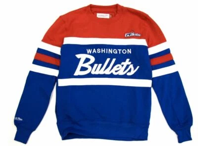 Mitchell Et Ness Head Coach Crew WASHINGTON BULLETS Neuf NBA Bleu Rouge - Photo 1/4