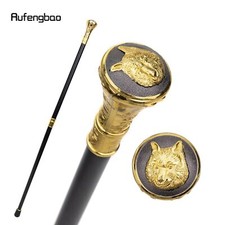 Gold Luxury Wolf Head Totem Relief Walking Cane Decorative Walking Stick