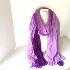 Two Tone Purple Scarf Lightweight Crinkle Style Semi Sheer 72" x 32"