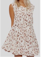 Free People Fake Love Printed Cap Sleeve Mini Dress Size Large Color Ivory