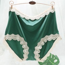 2PCS Ladies Shiny Lace Trim Satin Underwear Silky Briefs High Waist Knickers New