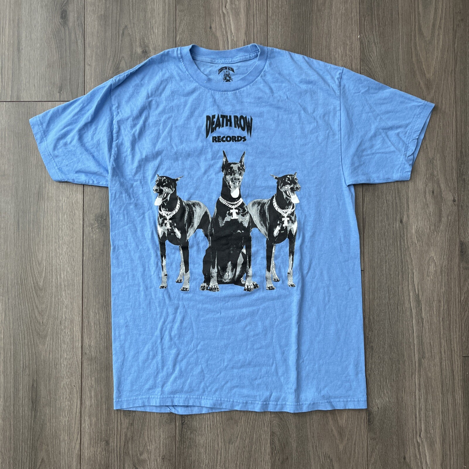 FILA Death Row Records T Shirt Uomo M 3 Nero Doberman Blu Manica Corta