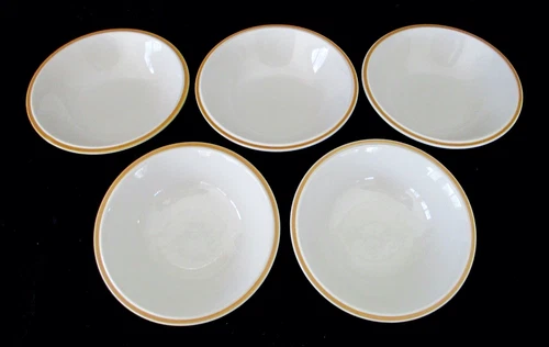 Set~5 Vintage Sheffield Strawberries 'n Cream Stoneware 6.5" Cereal Soup Bowls
