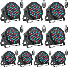 10 Packs 36LED RGB LED Par Lights DMX Beam Lamp with Remote Control Stage Lights