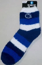 PENN STATE NITTANY LIONS FUZZY PLUSH FLEECE SOCKS OSFM FOR BARE FEET NWT BLUE