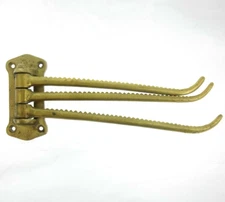 J L Mott Iron Works Antique Brass 3-Arm Swinging Towel Bar Rack Bathroom Kitchen