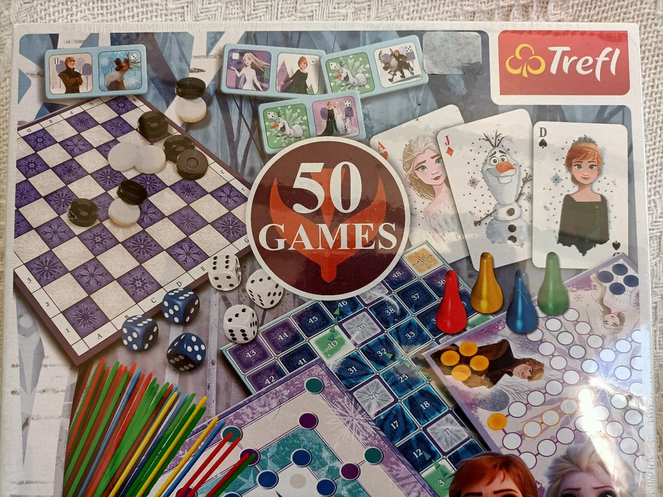 Frozen 2 50-in-1 Game Set: Checkers, Chess, Cards, Pickup, Dice | New & Sealed - Image 3 of 4