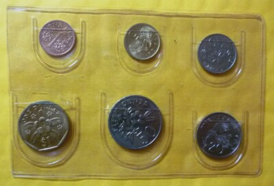 1989 1990 1991 1992 SINGAPORE - UNC BU TYPE SET (6) - CENT & DOLLAR - CELLO PACK