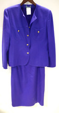 C7 - NEW Harve' Bernard Holtzman Purple 100 Wool Jacket  Skirt Suit Vintage 12