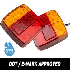 1 Pair Rear Led Submersible Square Trailer Tail Lights Kit Boat Truck Waterproof
