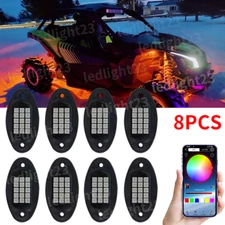 8 Pods RGB LED Under Body Glow Rock Lights Kit Bluetooth Fit Can-Am Maverick x3