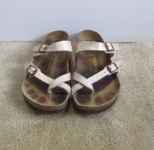 Birkenstock Mayari Birko-Flor Cream Toe Loop Slide Sandals Size 37 240 L6 M4