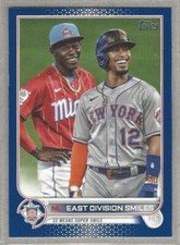2022 Topps Series 1 NL East Division Smiles Blue Parallel #98 Chisholm Lindor