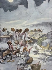 FIRMIN BOUISSET Antique Lithograph Art Print NOEL Victorian Christmas Figaro