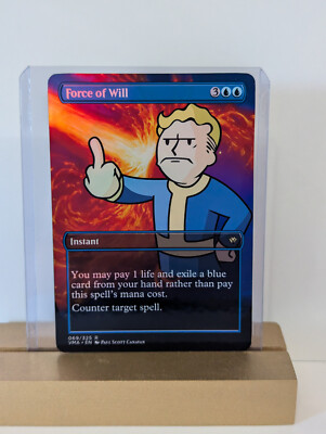 Force of Will Fallout Foil Custom sticker on bulk MTG Commander