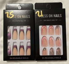 Press On Nails Set Of 2 Halloween Boxes Designs Medium & Long Length Glue
