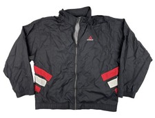 Adidas Vintage Track Jacket Full Zip Windbreaker Spell Out Black Men's Size XL