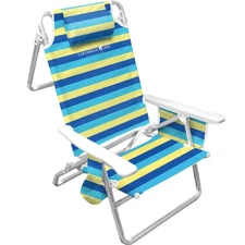 Caribbean Joe Folding Beach Chair Bold Stripe 5 Position Lightweight, Portable