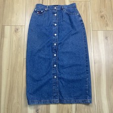 Vintage Tommy Hilfiger maxi Jean skirt with snap buttons down the front Y2K