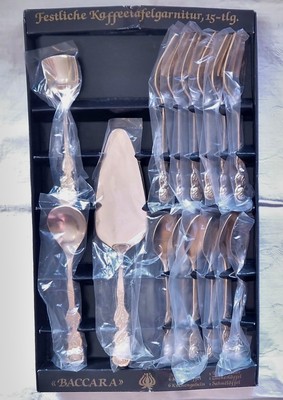 Baccara Gold Plated Vintage Dessert Cake Coffee Flatware Set of 15