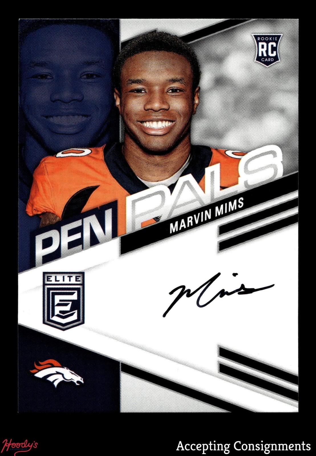 2023 Elite Pen Pals #19 Marvin Mims RC ROOKIE AUTO BRONCOS