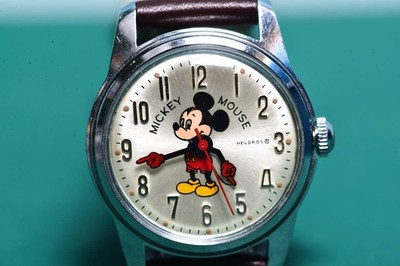 Helbros Vintage Mickey Mouse 17 Jewel Handaufzug Uhr Top Grade West Germany