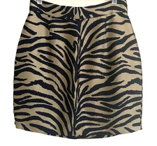 Khaite Eiko Pencil Skirt 10 Jacquard Black / Gold Metallic Zebra Animal Print
