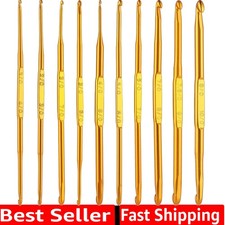 Crochet Hooks, 10 Pcs Double End Crochet Hooks Golden Crochet Needles Sweater...