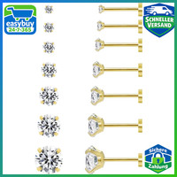 Ohrringe Ohrstecker Set 20G 7 Paar Hypoallergen 316L Chirurgenstahl Zirkonia