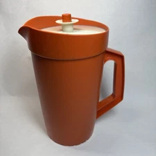Vintage Tupperware Pitcher Harvest Orange 2qt With Push Button Lid