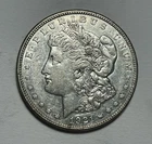 1921 D MORGAN DOLLAR AU / 35 DEGREES ROTATED REVERSE