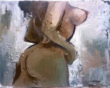 French Realism Boudoir Figure Oil On Canvas 16x20 Original Signed 