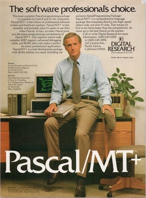 Digital Research Pascal/MT+ Print Ad 1982 Software Programming Vintage