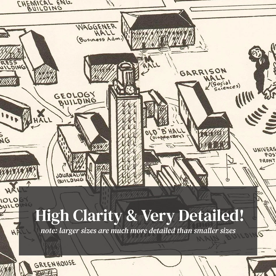 Old Map of University of Texas in Austin, TX 1945 - Vintage - Image 2 of 4