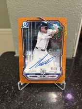2026 Bowman Max Clark Chrome Prospect Auto Orange Wave Refractor #/25 Tigers