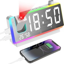 Projection Alarm Clock, Digital Alarm Clock Bedside with Large 7 LED Display
