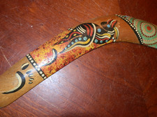 Vintage Hand Crafted And Hand Painted Wooden Boomerang 15.5"