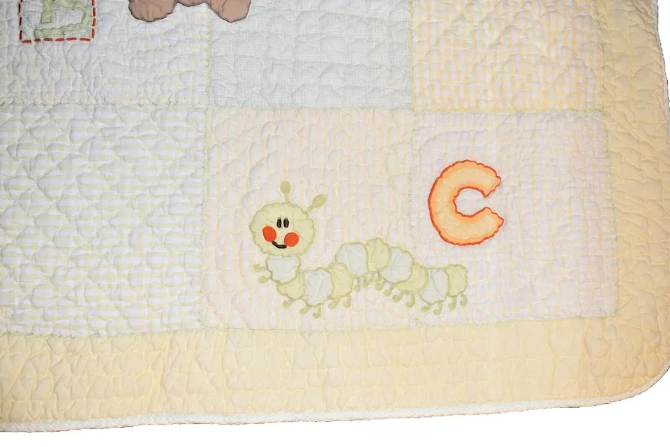 H9!ВАУ! Винтажное хлопковое стеганое одеяло для кроватки BABY GAP ABC Brannan BEAR - Изображение 4 из 4