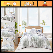 Coastal Beach Themed King Comforter Set - 3 Piece Nautical Bedding, Reversible,