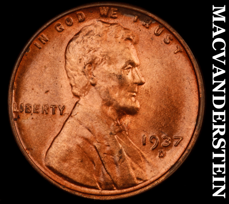 1937-D Lincoln Wheat Cent - Choice Gem Brilliant Uncirculated  Lustrous  #M522