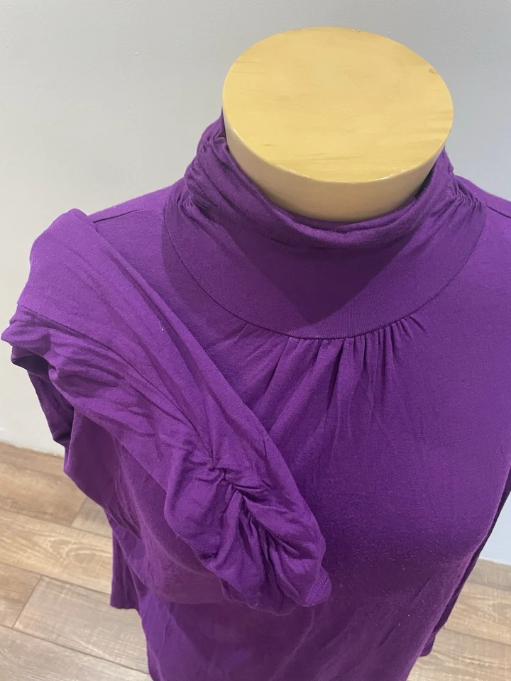 Pullover Victor Alfaro Mujer Púrpura Ciruela Cuello Alto Rayón Acanalado Grande Elástico Foto 2 de 4