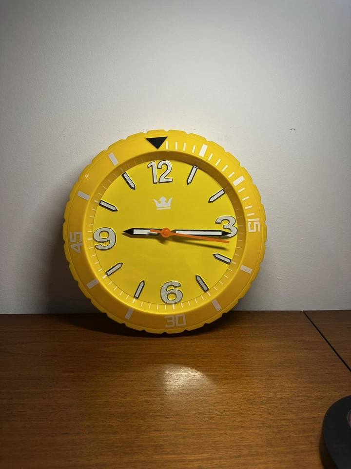 "Reloj de pared de cuarzo Sempre vintage raro - amarillo retro 11"" hecho en Alemania MCM" Foto 2 de 4