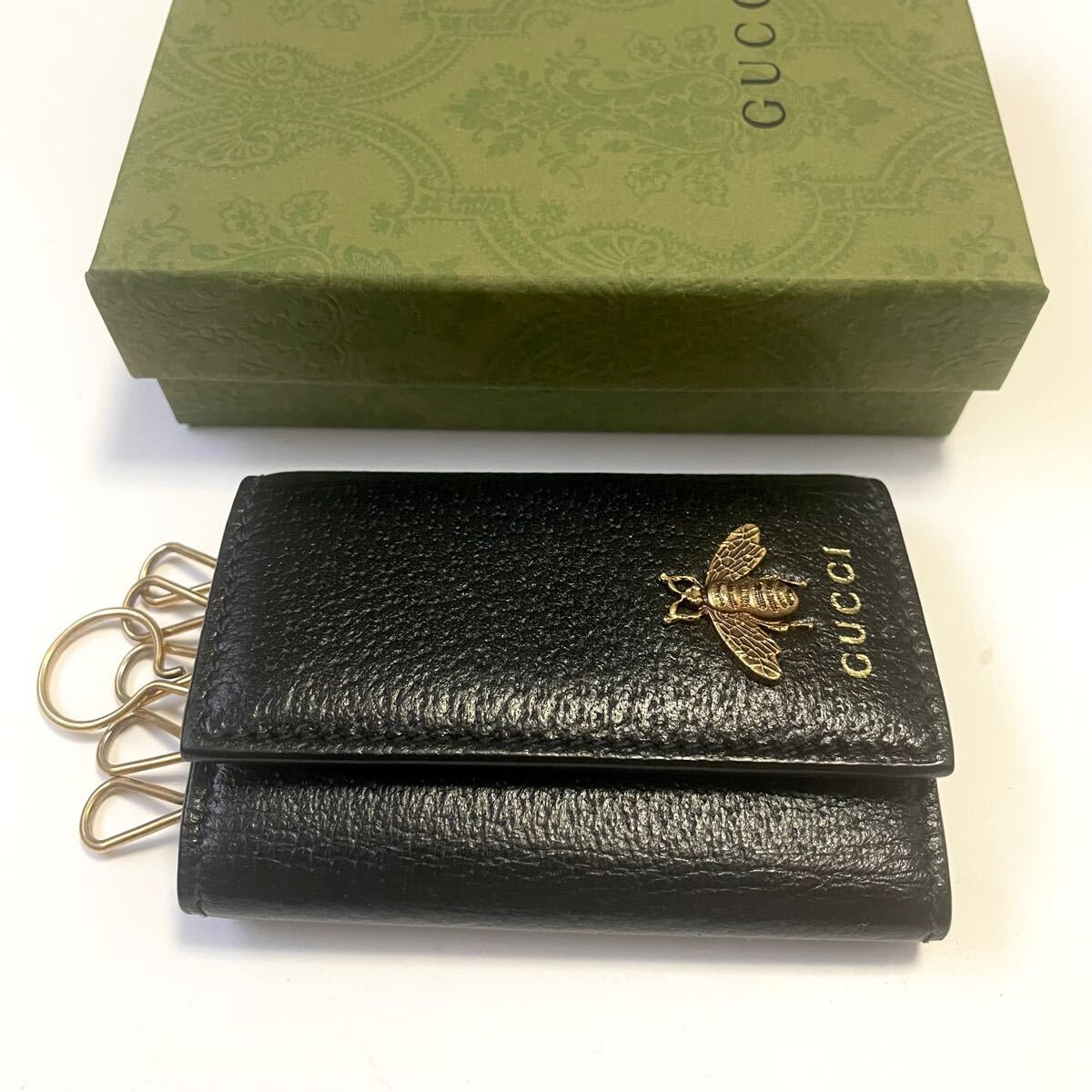 極美✨GUCCI キーケース 6連 マニマリエ レザー ゴールド金具 黒 極美✨GUCCI キーケース 6連 マニマリエ レザー ゴールド金具 黒