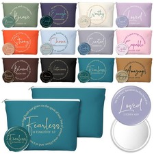 12 Sets Christian Gifts Bulk Religious Canvas Makeup Bags with Bible Verse an...